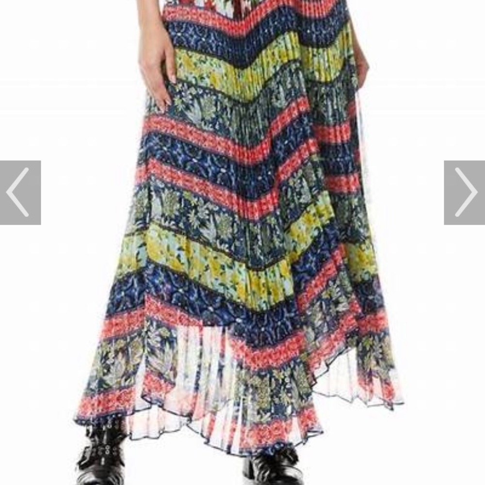 Alice + Olivia Multi-Color Floral Chevron Maxi Skirt